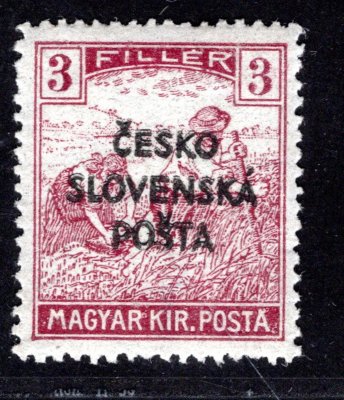 RV 138, Šrobárův přetisk, ženci, fialová 3 f, zk. Gilbert