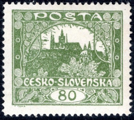 19 C, neúřední, tzv. ministerské zoubkovaní, řz 13 3/4, vrása, olivová 80 h, vzácná a hledaná perforace