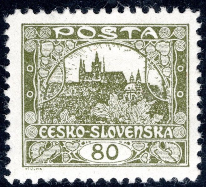 19 D, neúřední, tzv. ministerské zoubkovaní, řz 10 1/2, olivová 80 h, zk. Stupka, hledané