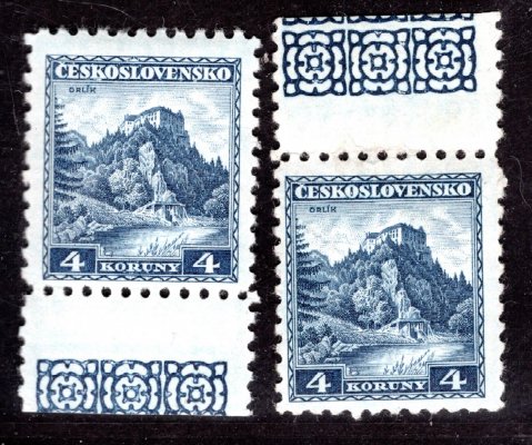 266 KH,KD, Orlík, horní a dolní kupón, modrá 4 Kč