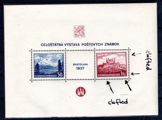 329 - 30 A, Bratislava, posun červené známky 1 Kč
