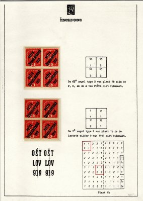 35, 6 h oranžová, 2 x 4blok, popsáno na listě, spojené typy 