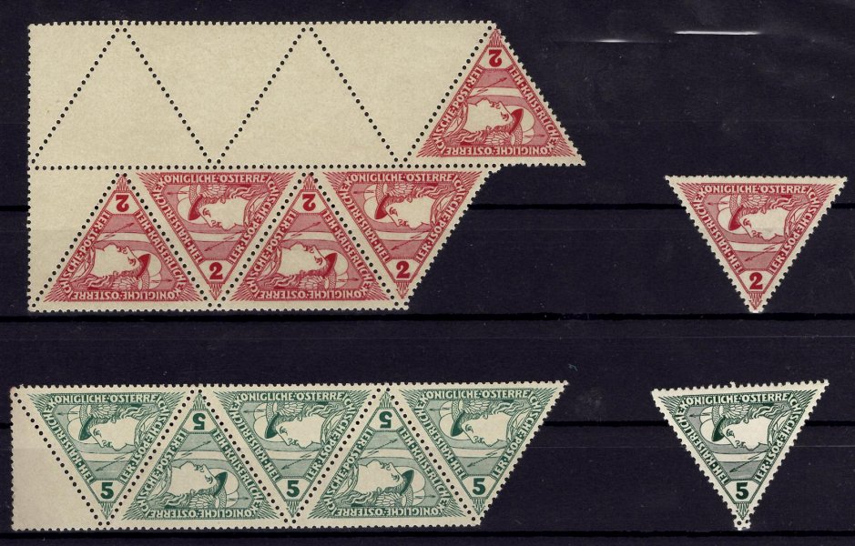 217 - 218, Merkur, trojúhelníky včetně kupónů, sestava, hezké
