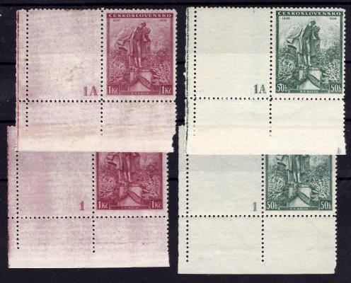298 - 9, Mácha, rohové známky s DČ 1 a 1A,1 x flíčky