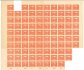 7, PA (100),  nekompletní tiskový arch s počítadly (chybí 5 známek), TD II, cihlově červená 15h, 1x STs, 3x STp,  lehká omačkání v okrajích
