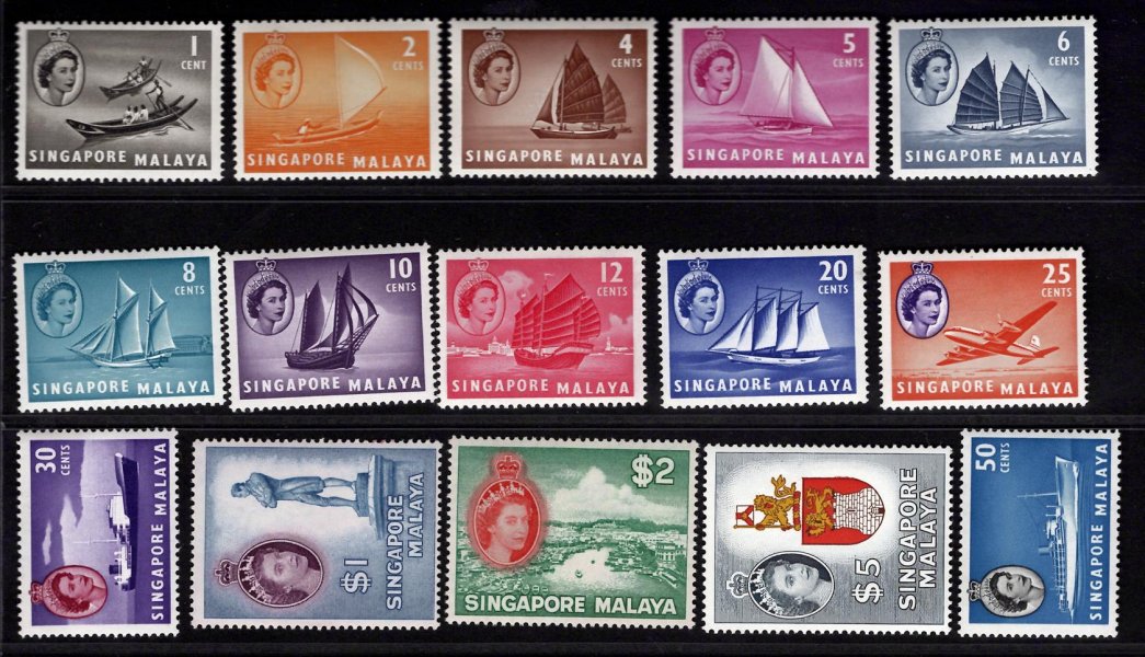 Singapore, Malay - SG 38 - 52,  Alžběta, kompletní řada