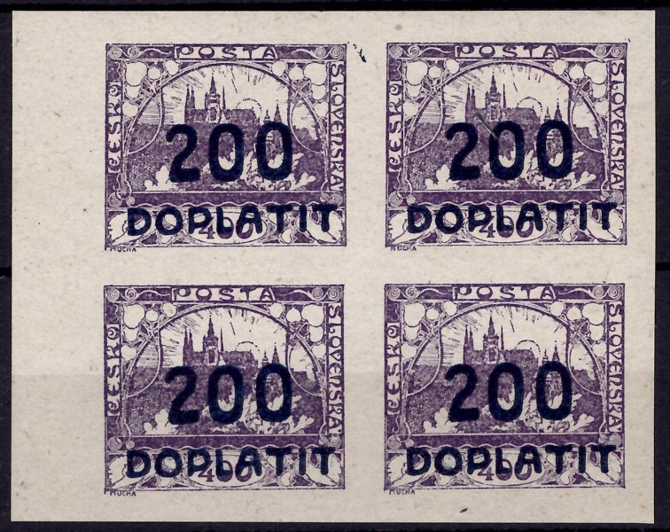 DL 28, doplatní, krajový 4blok, 200/400 modrofialová