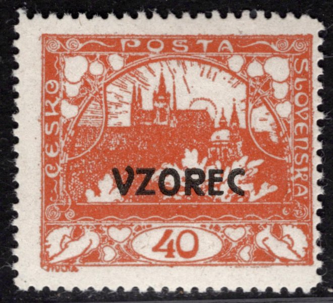 14 C VZ, přetisk VZOREC, řz 13 3/4, oranžová 40h