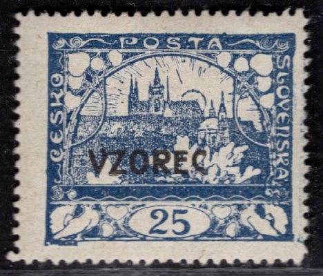 10 C VZ, přetisk VZOREC, řz 13 3/4, modrá 25h