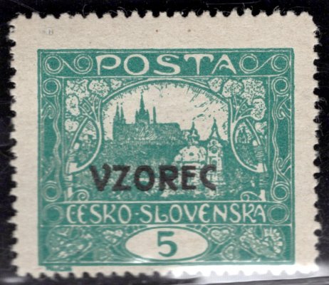 4 C VZ, přetisk VZOREC, řz 13 3/4, modrozelená 5h, zk. Gilbert