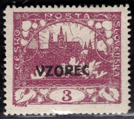 2 C VZ, přetisk VZOREC, řz 13 3/4, fialová 3h, zk. Gilbert