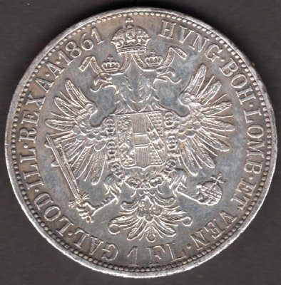 Lot 6 mincí Rakousko 1 zlatník 1858-61 A, 1879,1884, KM#2219 a KM#2222 Ag.900, 12,34g 29/2mm Franz Joseph I.  A Wien vlasové rysky hranky