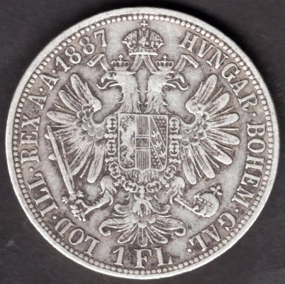 Lot 4 mincí Rakousko 1 zlatník 1887,8,9,91, KM#2222 Ag.900, 12,34g 29/2mm Franz Joseph I.  Bz  vlasové rysky hranky