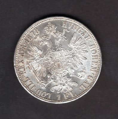 Rakousko 1 zlatník 1878, KM#2222 Ag.900, 12,34g 29/2mm Franz Joseph I.  Bz 