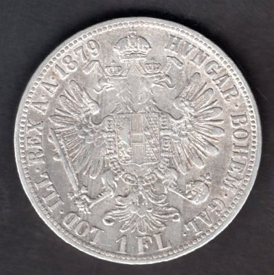Rakousko 1 zlatník 1879, KM#2222 Ag.900, 12,34g 29/2mm Franz Joseph I.  Bz 