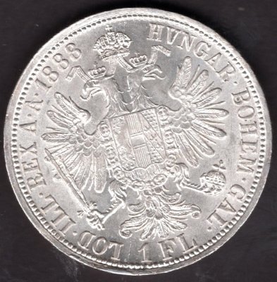 Rakousko 1 zlatník 1888, KM#2222 Ag.900, 12,34g 29/2mm Franz Joseph I.  Bz 