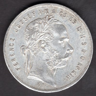 Hungary 1 Forint 1877 K.B., KM#453, ÉH#1464 Ag.900, 12,34g 29/2,mm Franz Joseph I. Kremnica vlas.rys.,hranky