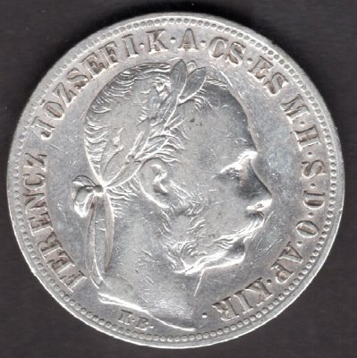 Hungary 1 Forint 1883 K.B. nový štít, KM#469, ÉH#1466 Ag.900, 12,34g 29/2,mm Franz Joseph I. Kremnica 