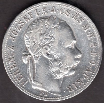 Hungary 1 Forint 1885 K.B. , KM#469, ÉH#1466 Ag.900, 12,34g 29/2,mm Franz Joseph I. Kremnica 