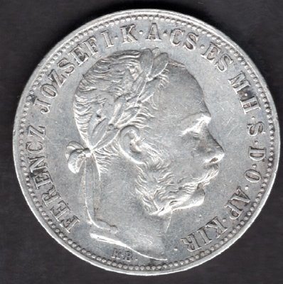 Hungary 1 Forint 1886 K.B. , KM#469, ÉH#1466 Ag.900, 12,34g 29/2,mm Franz Joseph I. Kremnica 