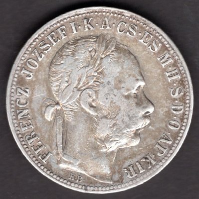 Hungary 1 Forint 1890 K.B. , KM#469, ÉH#1466 Ag.900, 12,34g 29/2,mm Franz Joseph I. Kremnica hranka, patina