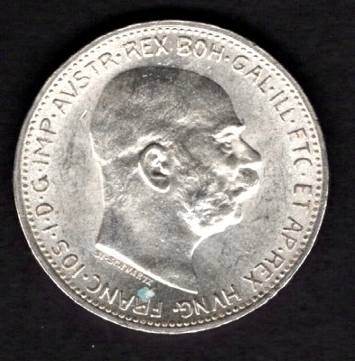 Rakousko 1 Koruna 1912 typ Schwartz	KM#2820 Ag.835, 5g, 23/1,5mm František Josef I. , vzácnější mince tohoto typu