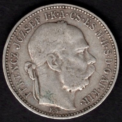 Uhersko 1 Koruna 1893 K.B.	KM#484, ÉH#1495 Ag.835, 5g, 23/1,5mm František Josef I. dr.hr.,rysky Kremnica