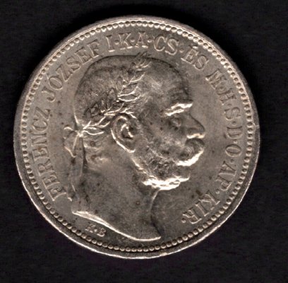 Uhersko 1 Koruna 1915 K.B.,KM#492, ÉH#1495 Ag.835, 5g, 23/1,5mm František Josef I. Kremnica