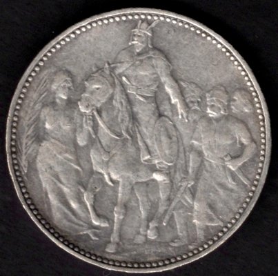 Uhersko 1 korona 1896 K.B. Milénium příchodu Maďarů za Dunaj, KM#487, ÉH#149 Ag.835, 5g, 23/1,5mm František Josef I. Kremnica Patina
