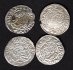 Lot 4 mincí Uhersko 1 Denár 1533,35,45,47 K B  Ferdinand I., ÉH #745, H#935 Ag.500, 0,58g, 14,15/0,5mm, zakřivený štít