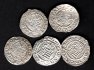 Lot 5 mincí Uhersko 1 Denár 1549-1553 K B  Ferdinand I., ÉH #745, H#935 Ag.500, 0,58g, 14,15/0,5mm, zakřivený štít