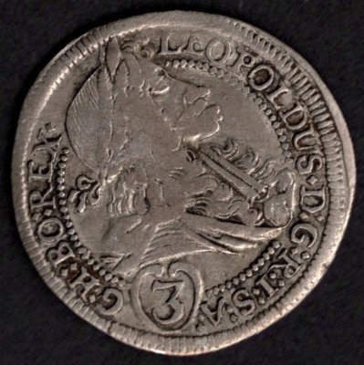 Graz 3  krejcar 1702 Leopold I., KM#1115 Ag , 1,3g, 20 mm 