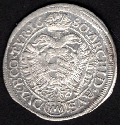 Vídeň VI.  krejcar 1680  Leopold I., KM#1185 Ag  3,48g, 25,4 mm 