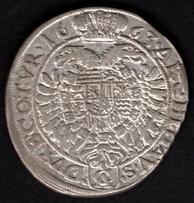 Vídeň XV.  krejcar 1663 CA  Leopold I.	KM#1170, Her#922 Ag  6,09g, 28 mm 