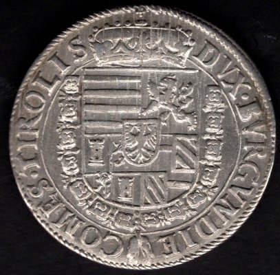 Tyrolsko 1 Tolar Arcivévoda Ferdinand I. 1564-1595 mincovna HALL	Dav#8097 Ag 28,4g, 38,5mm, vzácná varianta s &  jako etc. R!