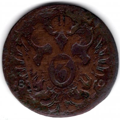 3 krejcar 1800 A František II.	KM#2115, Copper 8,75g, 30/2mm