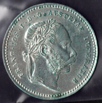 20 krejcar 1870 František Josef I., KM#2212, Ag.500, 2,7g, 21/1mm patina