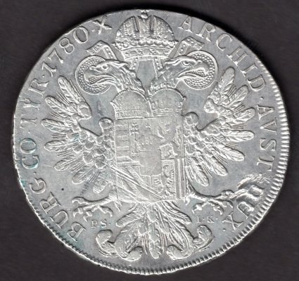 1 Tolar 1780 P.S. I.K.  Marie Terezie, KM#21 Ag.833 28,06g, 41mm ražba Vídeň