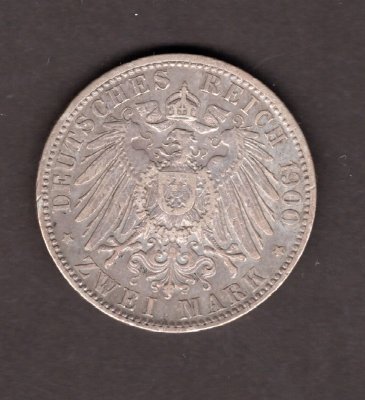 2 Marka 1900 D Otto von Bayern, J#45 Ag.900, 11,11g, 28/2,5mm  mincovna Mnichov