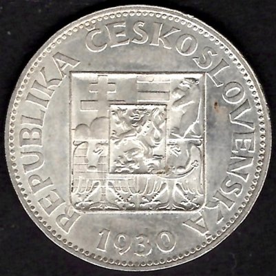 10 Koruna ČSR 1930, KM#15 Ag.700 10g, 30/1,5mm 