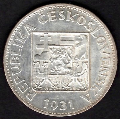 10 Koruna ČSR 1931, KM#15 Ag.700 10g, 30/1,5mm 