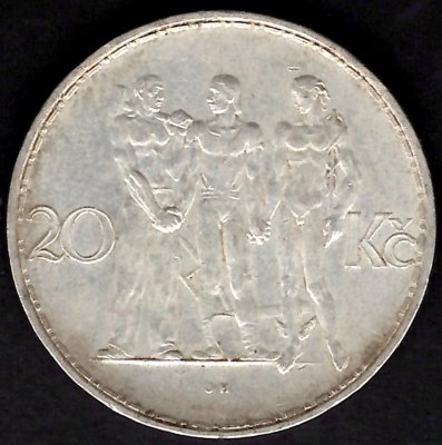 20 Koruna ČSR 1934, KM#17 Ag.700 12g, 34/1,6mm 