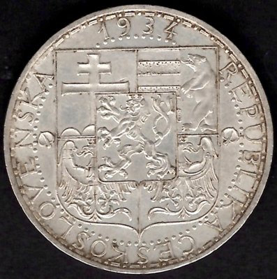 20 Koruna ČSR 1934, KM#17 Ag.700 12g, 34/1,6mm 