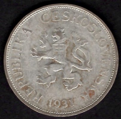  5 Koruna ČSR 1931, KM#11 Ag.700 12g, 34/1,6mm 