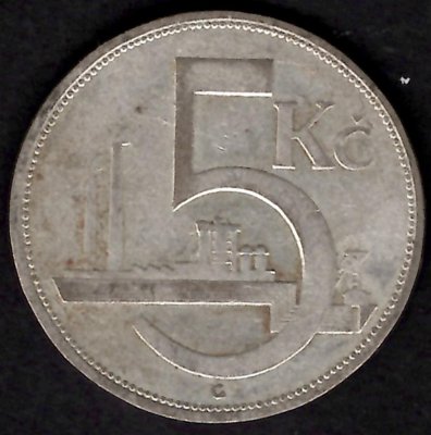  5 Koruna ČSR 1931, KM#11 Ag.700 12g, 34/1,6mm 