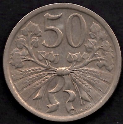 50 Haléřů ČSR 1921, KM#2 CopperNickelm5g,22mm