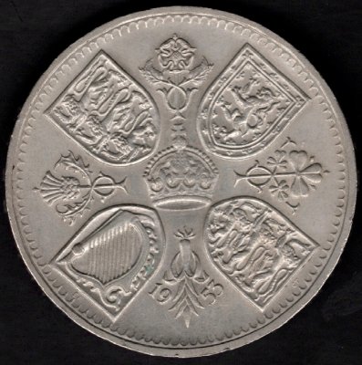 5 Shillings 1953 Korunovace Alžběty II., KM#894 měď nikl, 28,28g, 38,61mm