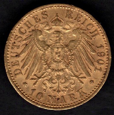 10 Marka 1901 A Prusko Wilhelm II., J#251 Au.900 , 3,982g, 19,5mm A Berlín