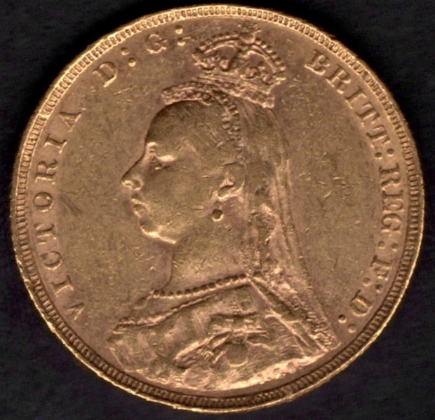 Sovereign 1890  V.Británie Královna Victorie, KM#10 Au.917 7,988g 22,05/1,52mm  královna s korunkou