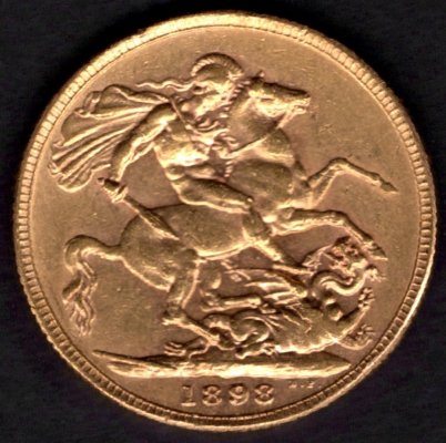 Sovereign 1898 V.Británie Královna Victorie, KM#13 Au.917 7,988g 22,05/1,52mm  královna se smutečním závojem